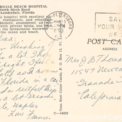 Beach Hospital Postcard 2 Back